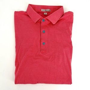 Peter Millar stripped coral golf men’s polo